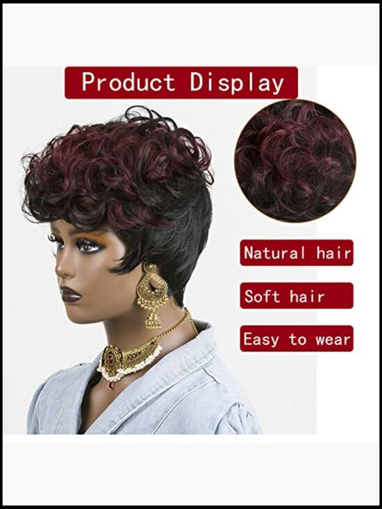 Short Pixie Cut Wig Synthetic Curly Layered Salon Quality Adjustable Cap main image 4